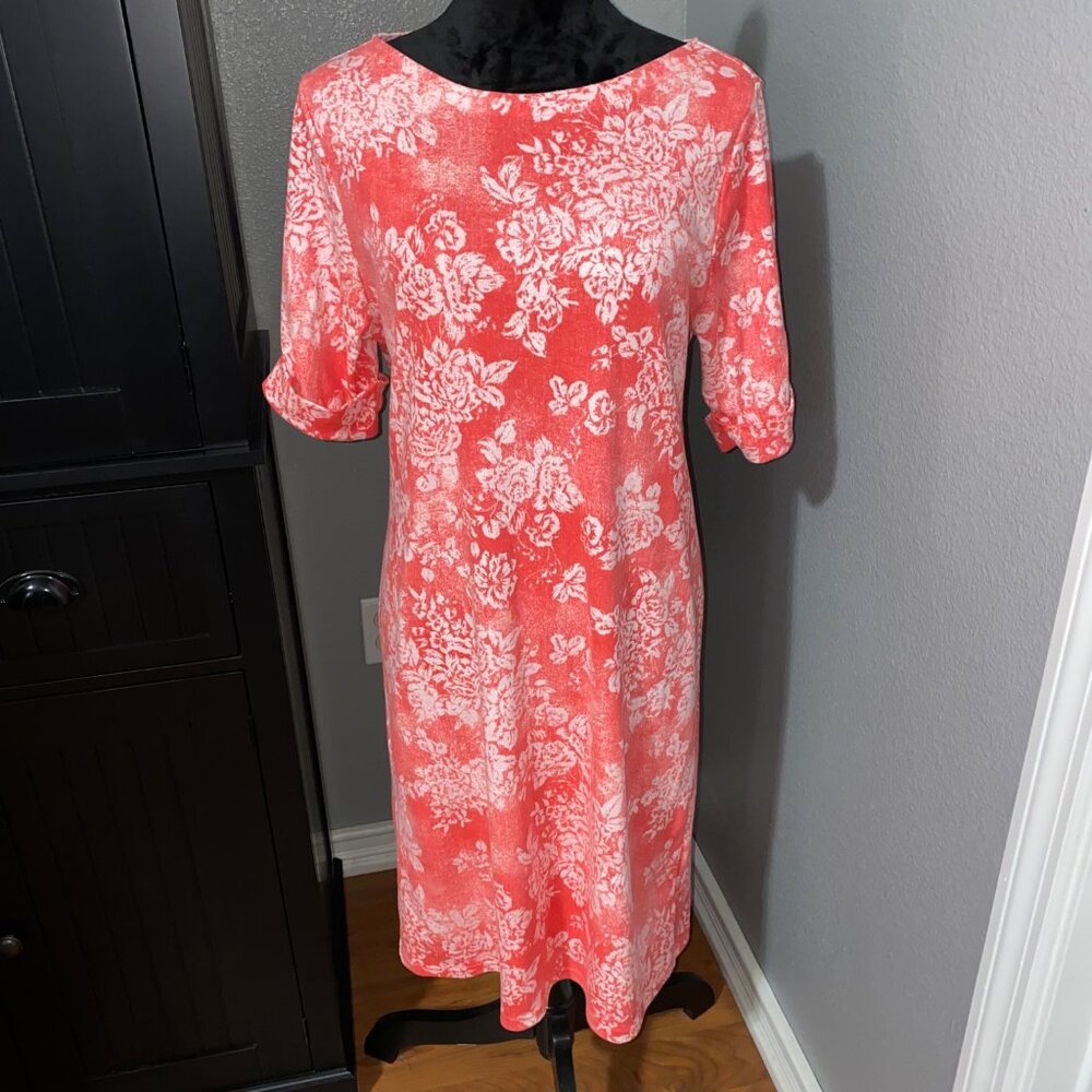Karen Scott Sport Dress L Floral Print Stretch Casual Lounge Summer‎ Cottagecore